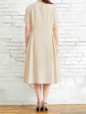 マタニティ ワンピース|半袖タックフレアーワンピース　マタニティ・産後授乳服【出産後も長く使える】