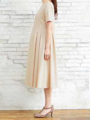 マタニティ ワンピース|半袖タックフレアーワンピース　マタニティ・産後授乳服【出産後も長く使える】