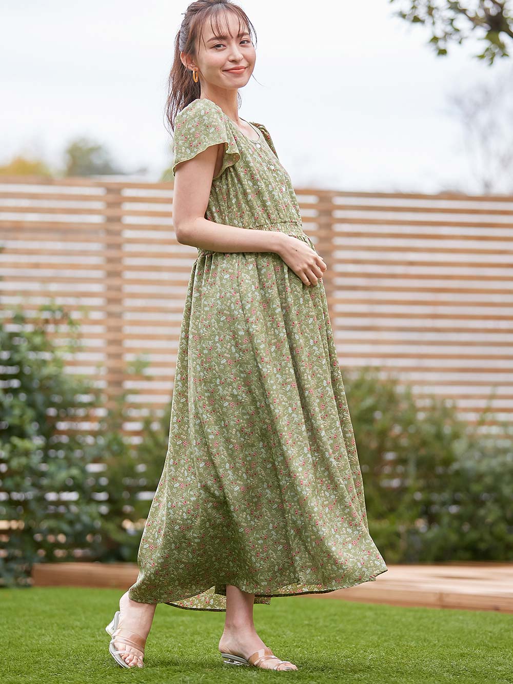 【試着のみ】ピンクハウス グリーン系チェック ネル ワンピース/2023年 秋 試着のみ】ピンクハウス グリーン系チェック ネル ワンピース