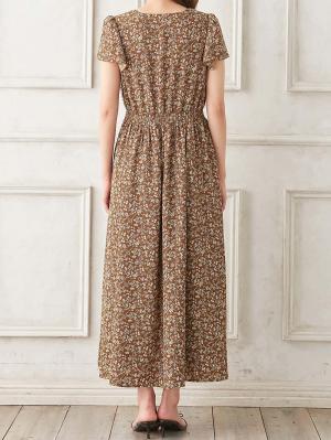 マタニティ ワンピース|フレアスリーブフラワープリントワンピース　マタニティ・産後授乳服【出産後も長く使える】