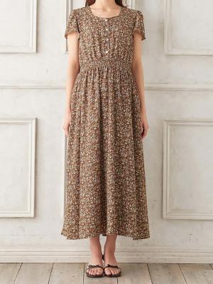 マタニティ ワンピース|フレアスリーブフラワープリントワンピース　マタニティ・産後授乳服【出産後も長く使える】