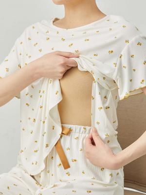 マタニティ パジャマ・ルームウェア|Rosemadame（ローズマダム）　小花柄半袖ルームウェアセット　マタニティ・産後授乳パジャマ【出産後も長く使える】