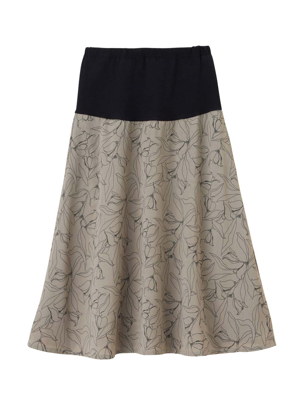 マタニティ スカート|フラワープリントフレアスカート　マタニティ・産後【出産後も長く使える】|モカブラウン