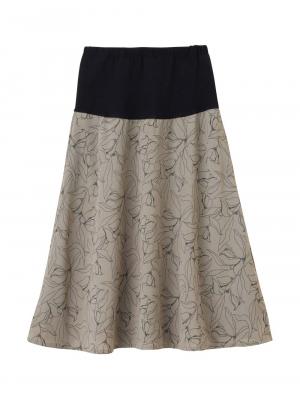 マタニティ スカート|フラワープリントフレアスカート　マタニティ・産後【出産後も長く使える】|モカブラウン