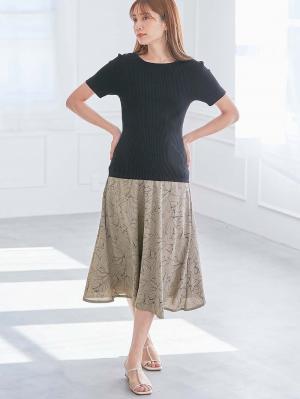 マタニティ スカート|フラワープリントフレアスカート　マタニティ・産後【出産後も長く使える】|モカブラウン