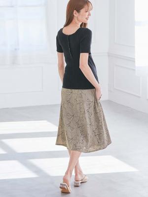 マタニティ スカート|フラワープリントフレアスカート　マタニティ・産後【出産後も長く使える】|モカブラウン