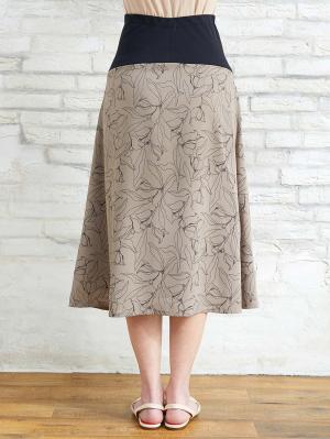 マタニティ スカート|フラワープリントフレアスカート　マタニティ・産後【出産後も長く使える】