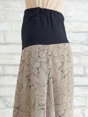 マタニティ スカート|フラワープリントフレアスカート　マタニティ・産後【出産後も長く使える】