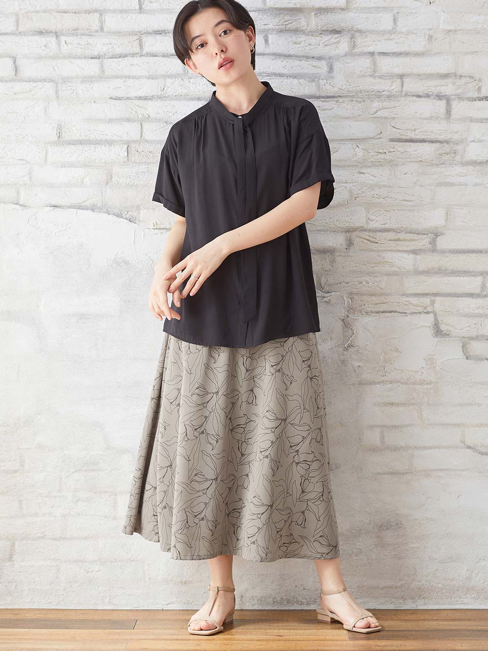 マタニティ スカート|フラワープリントフレアスカート　マタニティ・産後【出産後も長く使える】