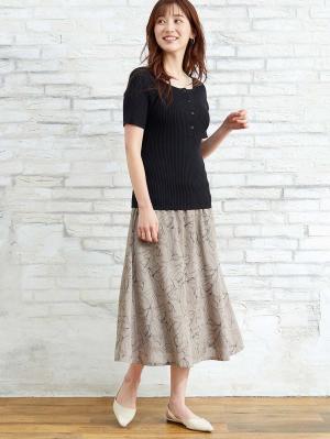 マタニティ スカート|フラワープリントフレアスカート　マタニティ・産後【出産後も長く使える】