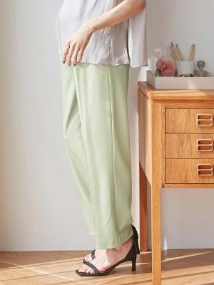 マタニティ パンツ|ストレッチツイルパンツ　マタニティ・産後【出産後も長く使える】|グリーン