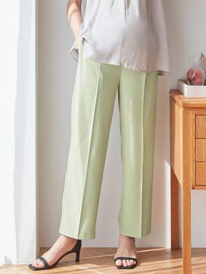 マタニティ パンツ|ストレッチツイルパンツ　マタニティ・産後【出産後も長く使える】|グリーン