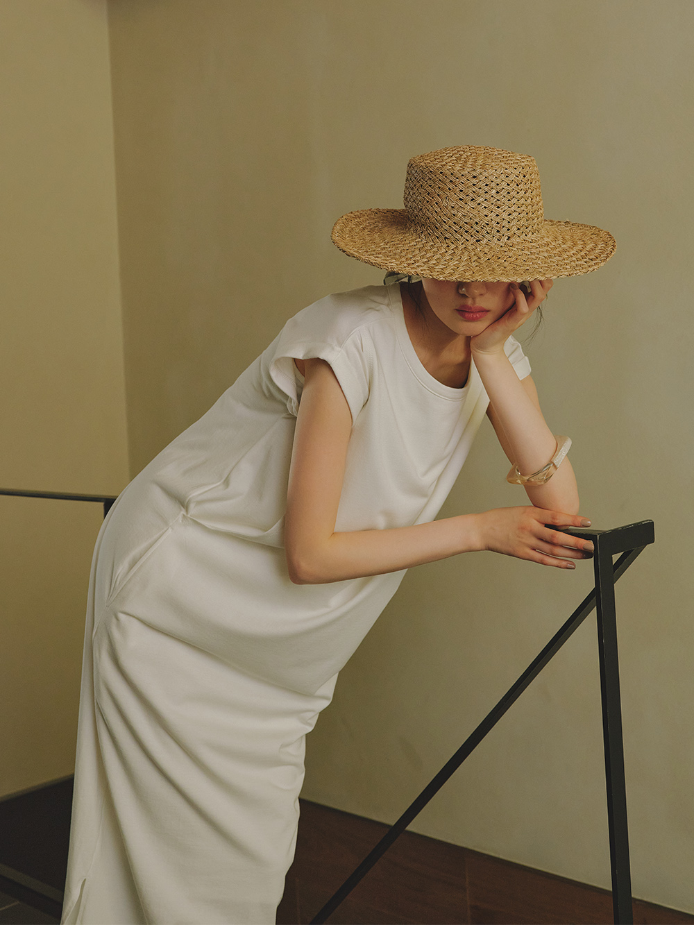 マタニティ ワンピース|コットン100%長さが選べるフレンチスリーブワンピース マタニティ・産後授乳服【出産後も長く使える】|ホワイト（ロング丈）