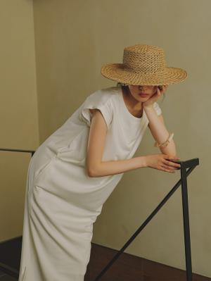 マタニティ ワンピース|コットン100%長さが選べるフレンチスリーブワンピース マタニティ・産後授乳服【出産後も長く使える】|ホワイト（ロング丈）