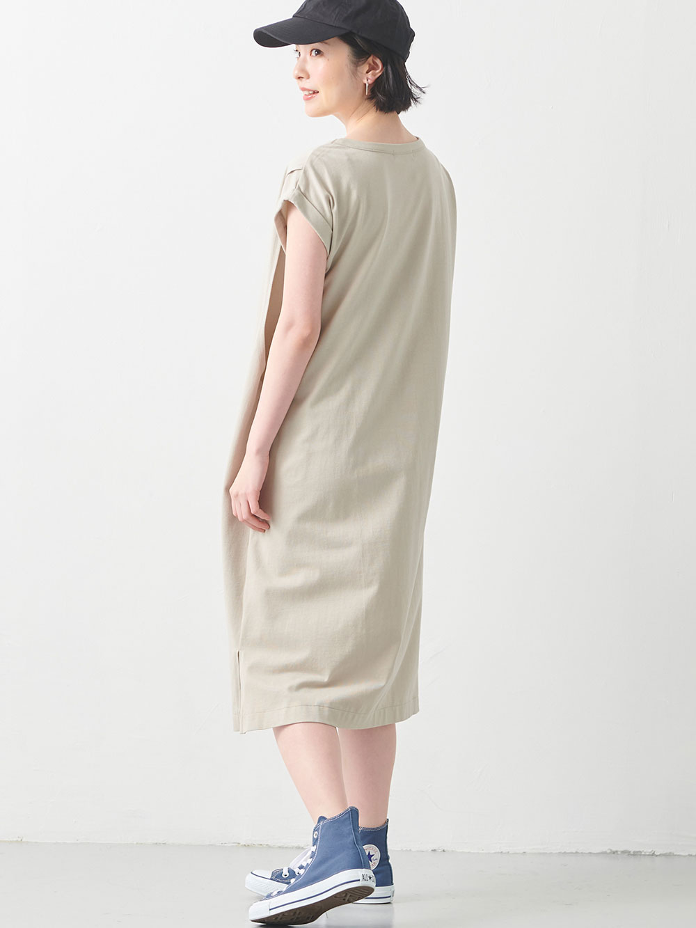 マタニティ ワンピース|コットン100%長さが選べるフレンチスリーブワンピース マタニティ・産後授乳服【出産後も長く使える】|トープ