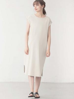 マタニティ ワンピース|コットン100%長さが選べるフレンチスリーブワンピース マタニティ・産後授乳服【出産後も長く使える】|トープ