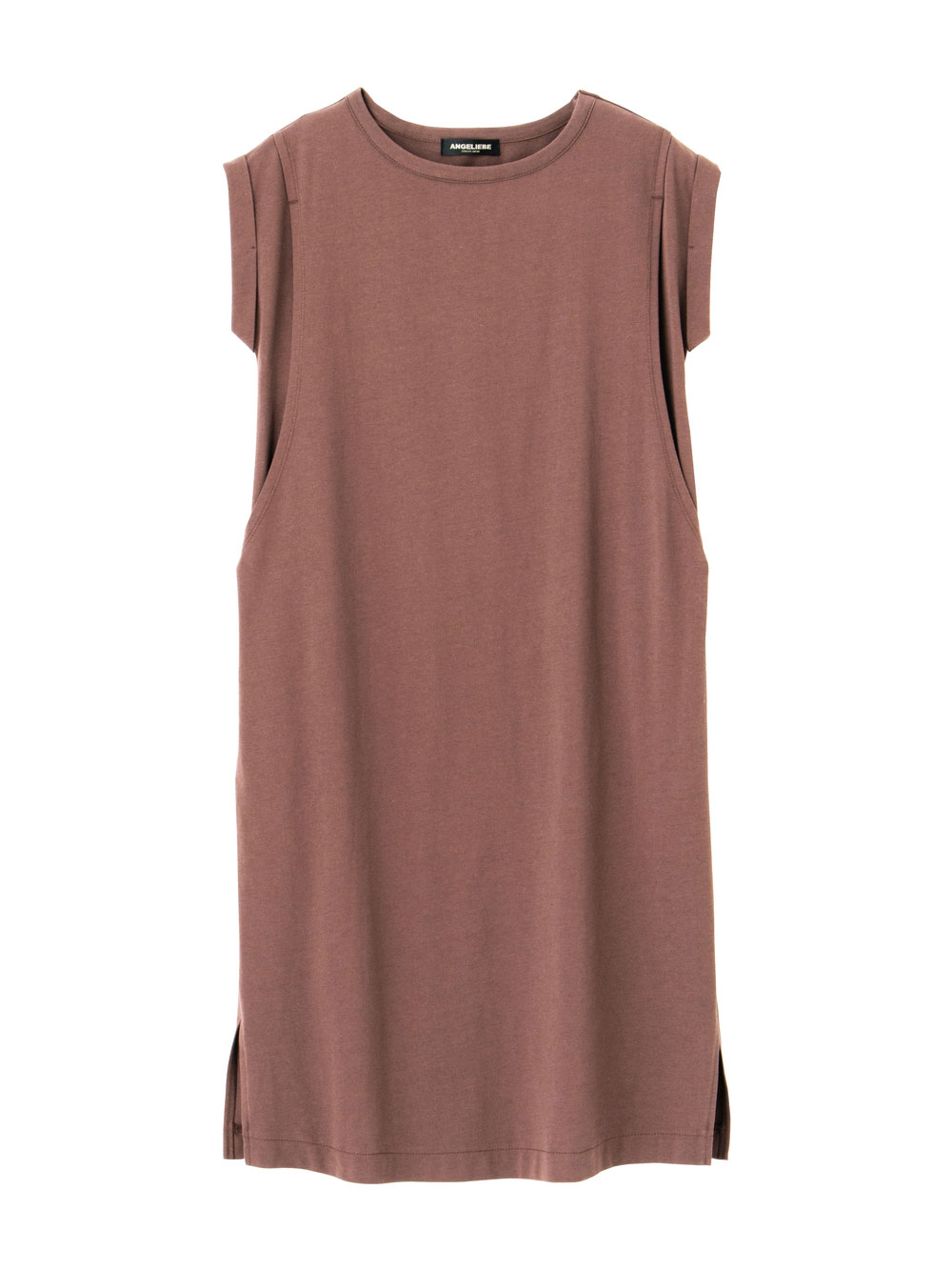 マタニティ ワンピース|コットン100%長さが選べるフレンチスリーブワンピース マタニティ・産後授乳服【出産後も長く使える】|ブラウンパープル