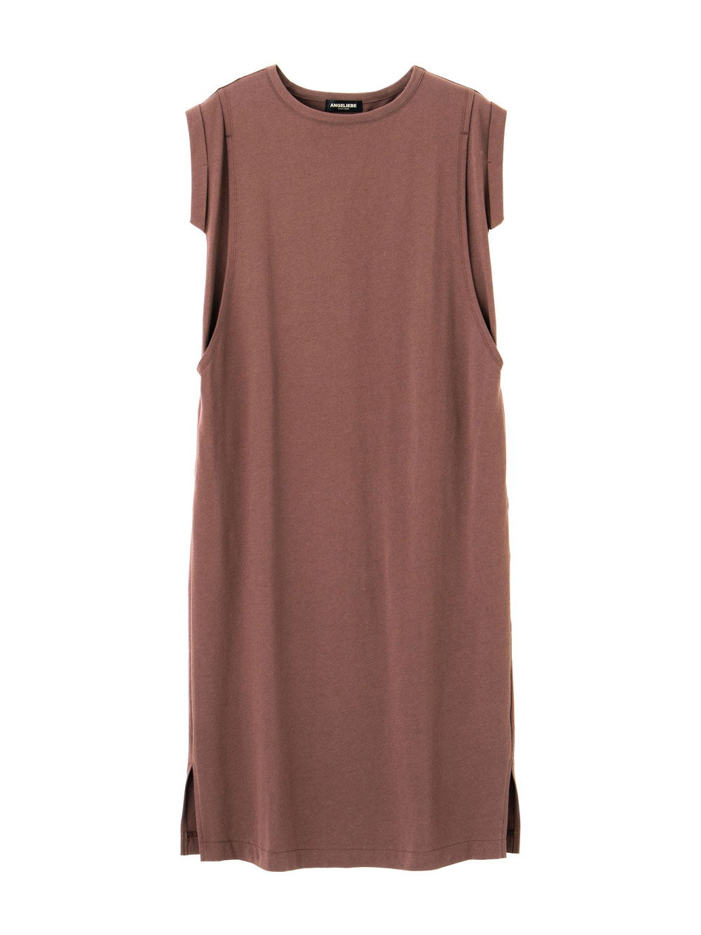 マタニティ ワンピース|コットン100%長さが選べるフレンチスリーブワンピース マタニティ・産後授乳服【出産後も長く使える】|ブラウンパープル（ロング丈）