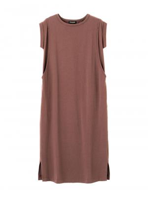 マタニティ ワンピース|コットン100%長さが選べるフレンチスリーブワンピース マタニティ・産後授乳服【出産後も長く使える】|ブラウンパープル（ロング丈）