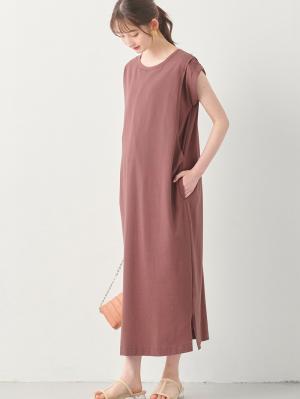 コットン100%長さが選べるフレンチスリーブワンピース マタニティ・産後授乳服【出産後も長く使える】10383