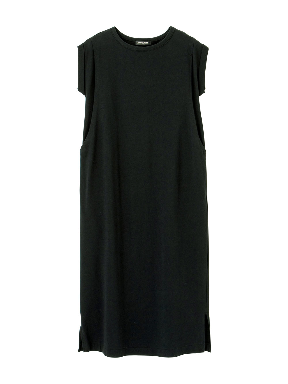 マタニティ ワンピース|コットン100%長さが選べるフレンチスリーブワンピース マタニティ・産後授乳服【出産後も長く使える】|ブラック（ロング丈）