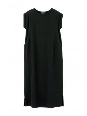 マタニティ ワンピース|コットン100%長さが選べるフレンチスリーブワンピース マタニティ・産後授乳服【出産後も長く使える】|ブラック（ロング丈）