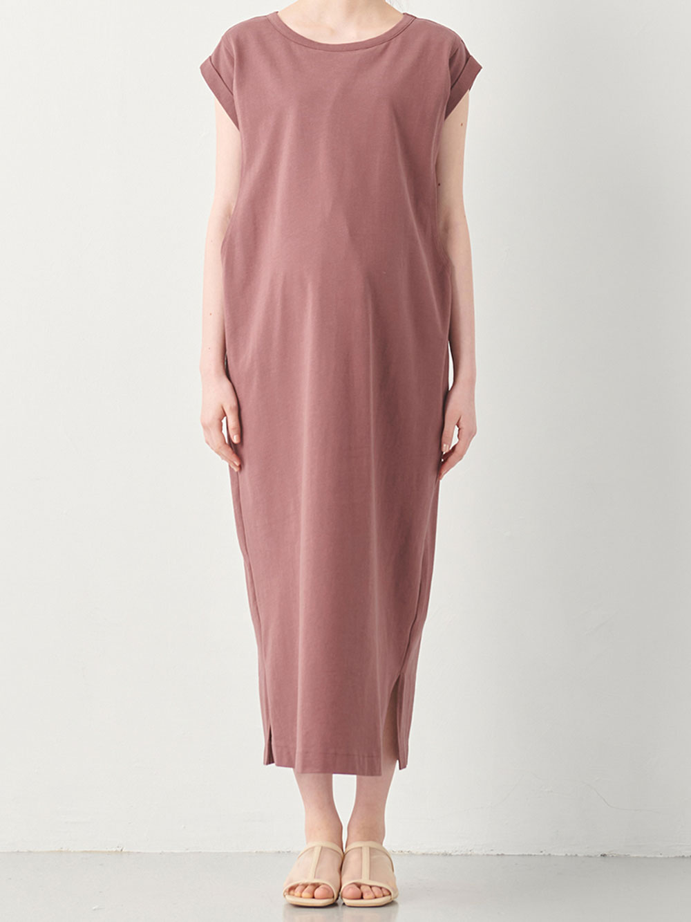 マタニティ ワンピース|コットン100%長さが選べるフレンチスリーブワンピース マタニティ・産後授乳服【出産後も長く使える】