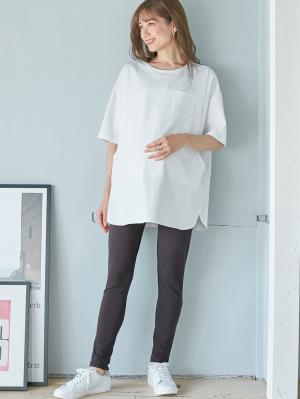 マタニティ トップス|コットン100%ポケット付きチュニックトップス　マタニティ・授乳服【出産後も長く使える】|ホワイト