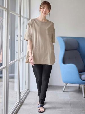 マタニティ トップス|コットン100%ポケット付きチュニックトップス　マタニティ・授乳服【出産後も長く使える】|トープ