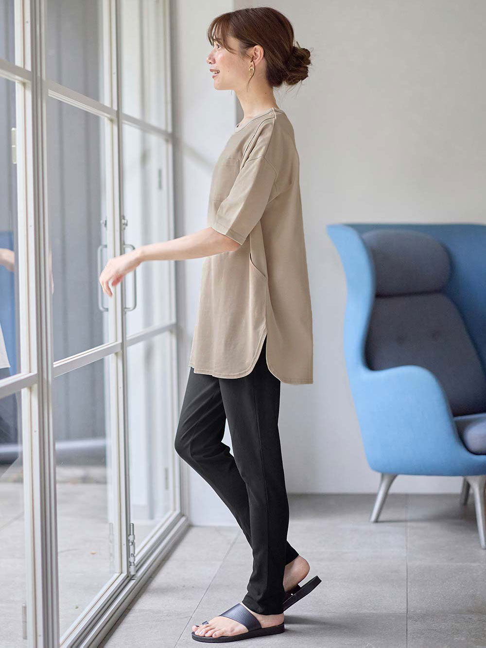 マタニティ トップス|コットン100%ポケット付きチュニックトップス　マタニティ・授乳服【出産後も長く使える】|トープ