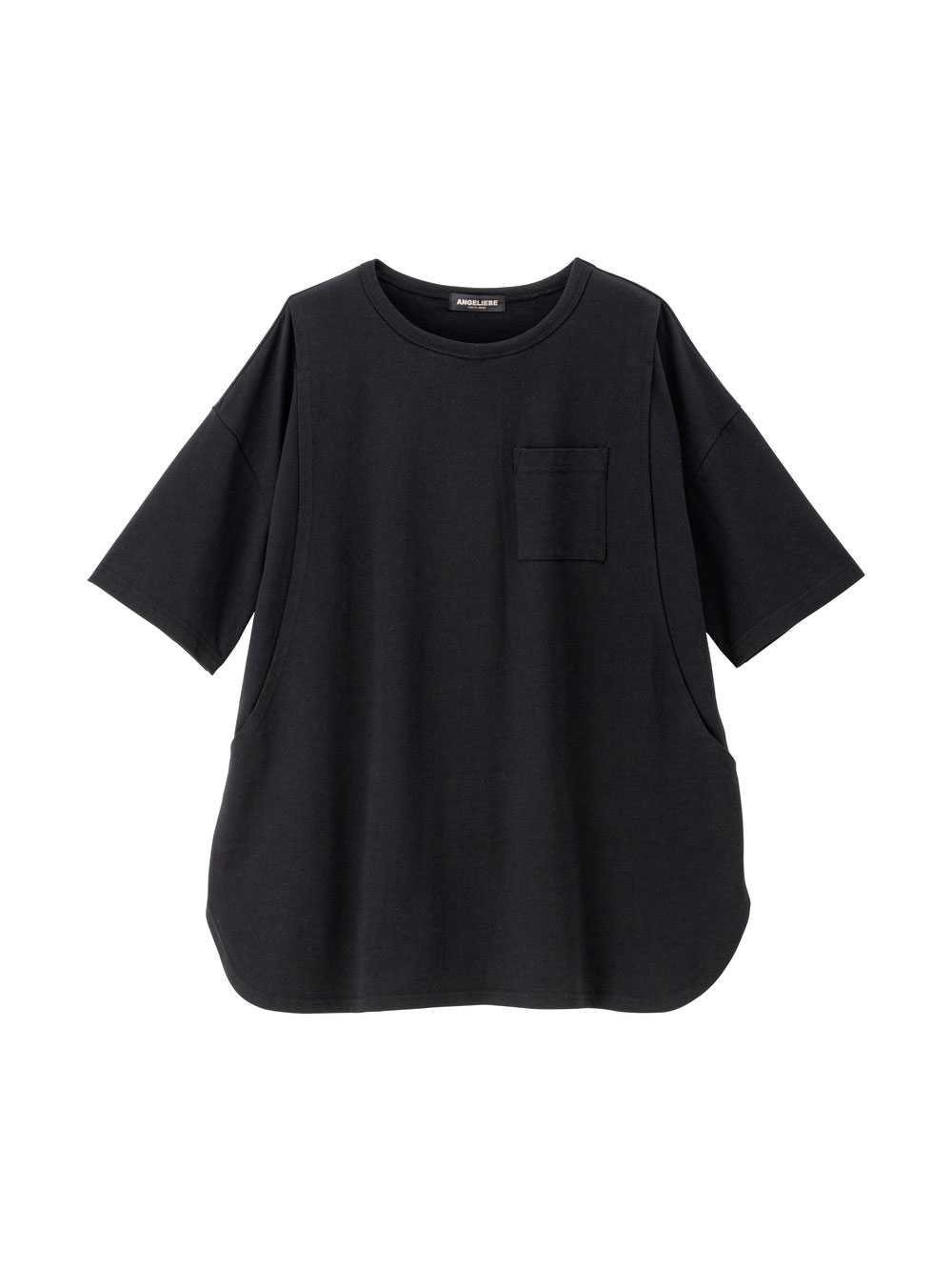 マタニティ トップス|コットン100%ポケット付きチュニックトップス　マタニティ・授乳服【出産後も長く使える】|ブラック