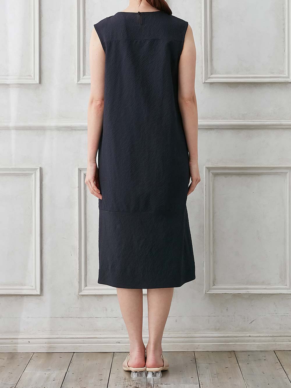 マタニティ ワンピース|サッカーノースリーブワンピース マタニティ・産後授乳服【出産後も長く使える】