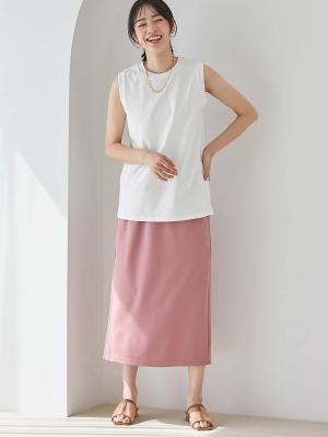 マタニティ スカート|ナロースカート　ジョーゼット風カットソー　Rosemadame（ローズマダム）　マタニティ・産後|ピンク