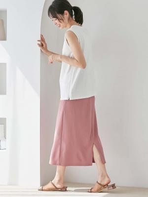 マタニティ スカート|ナロースカート　ジョーゼット風カットソー　Rosemadame（ローズマダム）　マタニティ・産後|ピンク