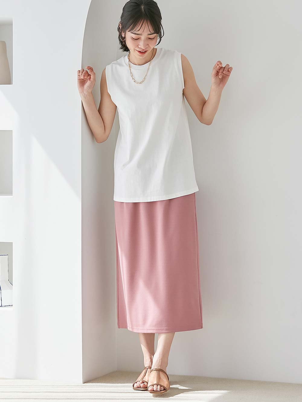 ナロースカート ジョーゼット風カットソー Rosemadame（ローズマダム） マタニティ・産後 マタニティ スカート(品番：10387)  ｜マタニティウェア・授乳服通販｜ エンジェリーベ 公式