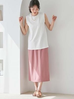 マタニティ スカート|ナロースカート　ジョーゼット風カットソー　Rosemadame（ローズマダム）　マタニティ・産後|ピンク