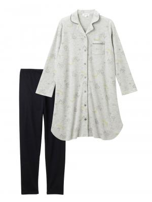 マタニティ パジャマ・ルームウェア|リブスムース星座プリントパジャマ　マタニティ・産後授乳パジャマ【出産後も長く使える】Rosemadame（ローズマダム）|ライトグレー