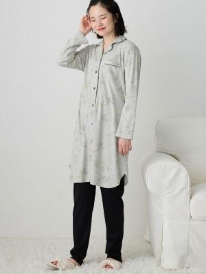 マタニティ パジャマ・ルームウェア|リブスムース星座プリントパジャマ　マタニティ・産後授乳パジャマ【出産後も長く使える】Rosemadame（ローズマダム）|ライトグレー