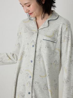 マタニティ パジャマ・ルームウェア|リブスムース星座プリントパジャマ　マタニティ・産後授乳パジャマ【出産後も長く使える】Rosemadame（ローズマダム）|ライトグレー