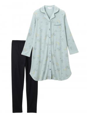 マタニティ パジャマ・ルームウェア|リブスムース星座プリントパジャマ　マタニティ・産後授乳パジャマ【出産後も長く使える】Rosemadame（ローズマダム）|サックス