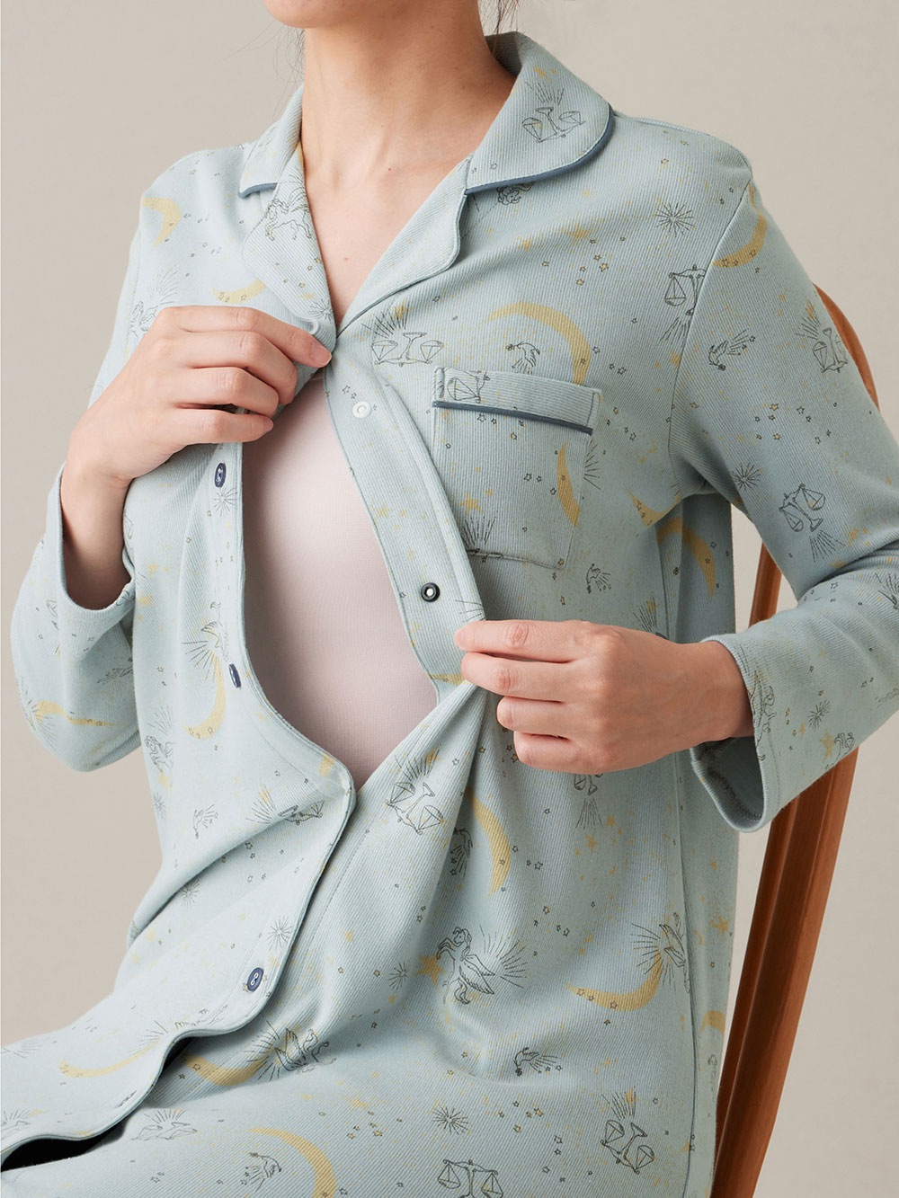 マタニティ パジャマ・ルームウェア|リブスムース星座プリントパジャマ　マタニティ・産後授乳パジャマ【出産後も長く使える】Rosemadame（ローズマダム）