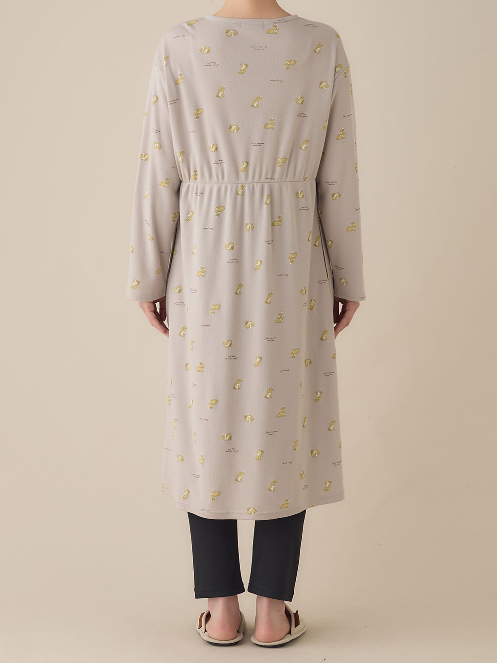 マタニティ パジャマ・ルームウェア|リブスムースうさぎプリント2WAYネグリジェパジャマ　マタニティ・産後授乳パジャマ【出産後も長く使える】Rosemadame（ローズマダム）