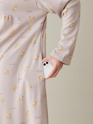 マタニティ パジャマ・ルームウェア|リブスムースうさぎプリント2WAYネグリジェパジャマ　マタニティ・産後授乳パジャマ【出産後も長く使える】Rosemadame（ローズマダム）