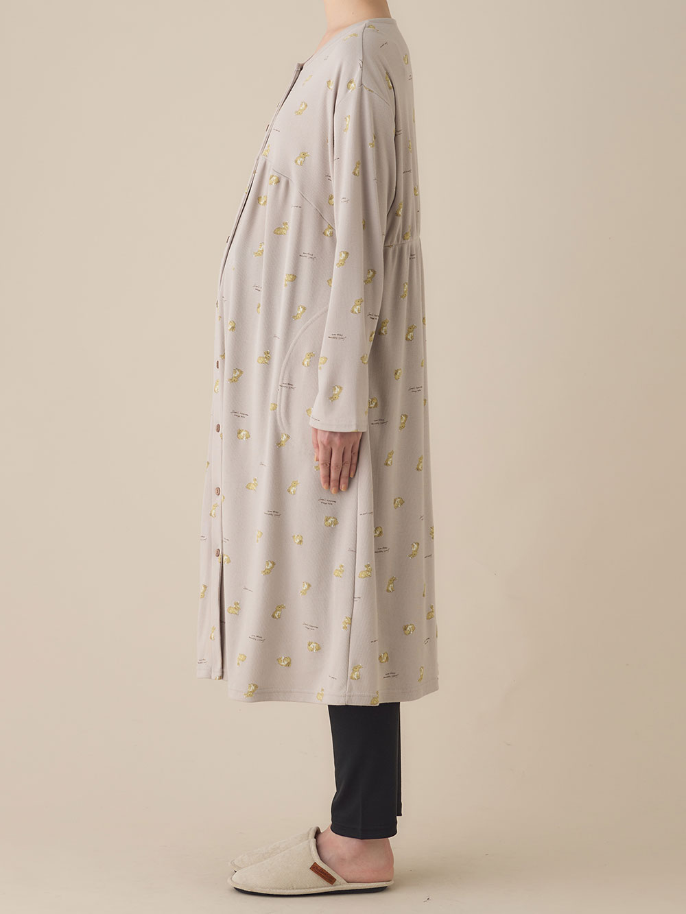 マタニティ パジャマ・ルームウェア|リブスムースうさぎプリント2WAYネグリジェパジャマ　マタニティ・産後授乳パジャマ【出産後も長く使える】Rosemadame（ローズマダム）