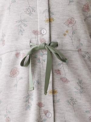 マタニティ パジャマ・ルームウェア|リブスムースフラワープリントネグリジェ　マタニティ・産後授乳パジャマ【出産後も長く使える】Rosemadame（ローズマダム）