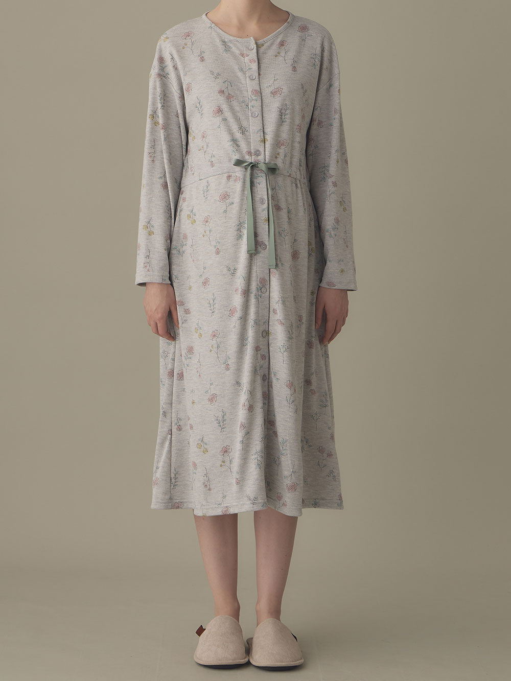 マタニティ パジャマ・ルームウェア|リブスムースフラワープリントネグリジェ　マタニティ・産後授乳パジャマ【出産後も長く使える】Rosemadame（ローズマダム）