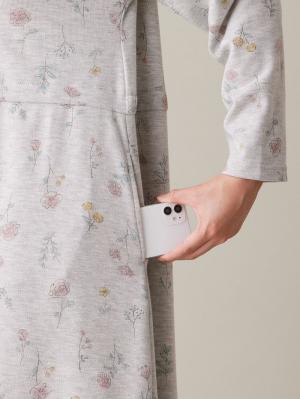 マタニティ パジャマ・ルームウェア|リブスムースフラワープリントネグリジェ　マタニティ・産後授乳パジャマ【出産後も長く使える】Rosemadame（ローズマダム）