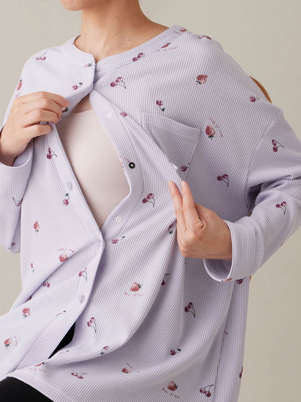 マタニティ パジャマ・ルームウェア|ワッフルフルーツプリントパジャマ マタニティ・産後授乳パジャマ【出産後も長く使える】Rosemadame(ローズマダム)