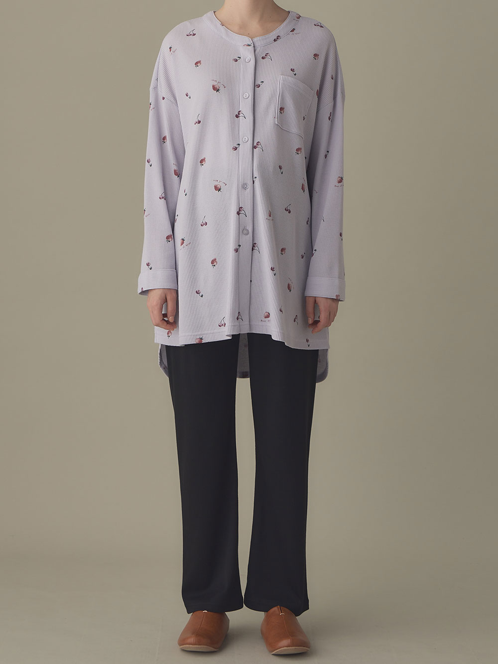 マタニティ パジャマ・ルームウェア|ワッフルフルーツプリントパジャマ マタニティ・産後授乳パジャマ【出産後も長く使える】Rosemadame(ローズマダム)