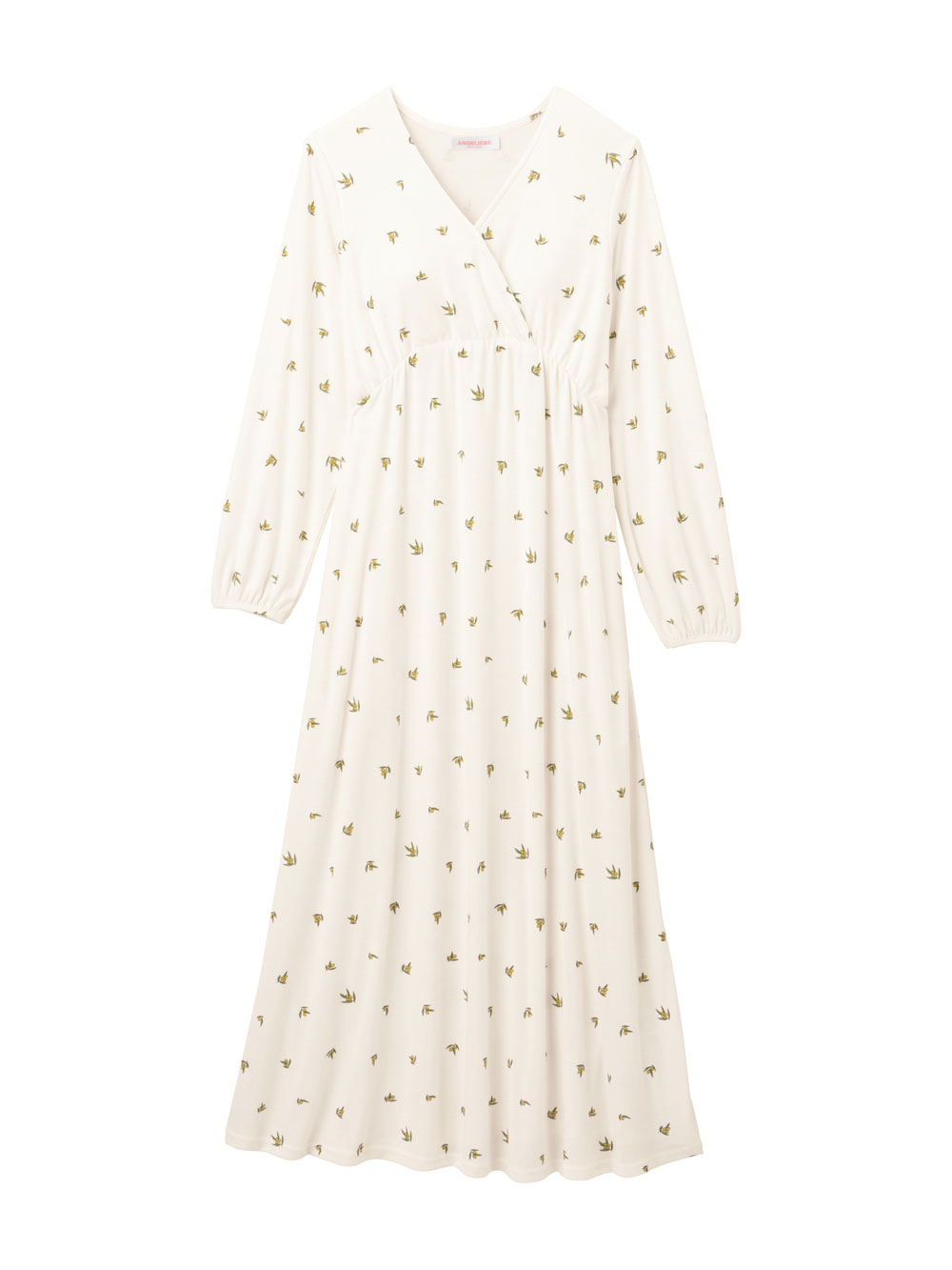 マタニティ パジャマ・ルームウェア|スムースカシュクールパッド付ネグリジェ 【出産後も長く使える】|オリーブ柄